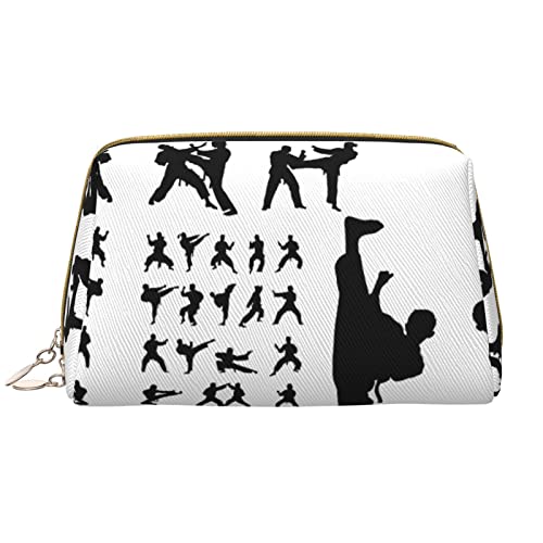 KOOLR Silhouettes Of Martial Arts Make-up-Tasche Leder Kosmetiktasche Reise Organizer Kulturbeutel für Frauen und Mädchen, Weiss/opulenter Garten, Einheitsgröße von KOOLR