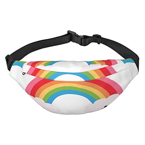 Kleine Regenbogen-bedruckte lässige Umhängetasche für Herren und Damen, 3 Reißverschluss, Zwischenschicht, verstellbarer Gürtel, Laufen, Outdoor, Reiseutensilien, Schwarz, Einheitsgröße von KOOLR