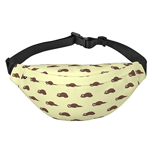 Sleep Sloth Bedruckte Casual Crossbody Fanny Pack Herren und Damen 3 Reißverschluss Zwischenschicht Verstellbarer Gürtel Laufen Outdoor Reise Essentials, Schwarz, Einheitsgröße von KOOLR