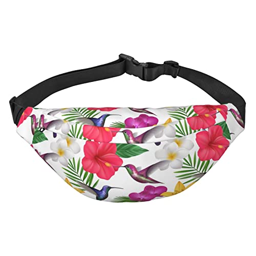 Tropischer Blumenstrauß, bedruckt, lässig, Cross-Body Fanny Pack, Herren und Damen, 3 Reißverschluss-Zwischenschicht, verstellbarer Gürtel, Laufen Outdoor, Reiseutensilien, Schwarz, Einheitsgröße von KOOLR