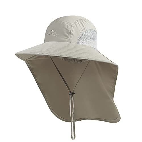 KOOLSOLY Sonnenhut Herren Damen, UV-Schutz Safari Boonie Hut mit Breiter Krempe, Faltbar Wanderhut mit Nackenklappe, Fischerhut Gartenhut Buschhut Angelhut for Sommer Outdoor Aktivitäten von KOOLSOLY