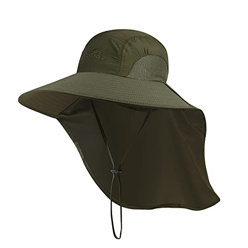 KOOLSOLY Sonnenhut Herren Damen, UV-Schutz Safari Boonie Hut mit Breiter Krempe, Faltbar Wanderhut mit Nackenklappe, Fischerhut Gartenhut Buschhut Angelhut for Sommer Outdoor Aktivitäten von KOOLSOLY