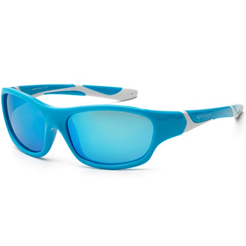 KOOLSUN - Sport - Kinder Sonnebrille - Türkis Weiß - 6-12 Jahre - UV400 - Kategorie 3 von KOOLSUN