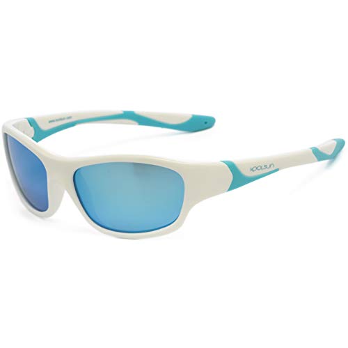 KOOLSUN - Sport - Kinder Sonnebrille - Weiß Eisblau - 6-12 Jahre - UV400 - Kategorie 3 von KOOLSUN