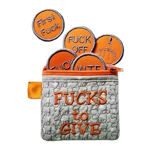 Big Bag of F*CKS to Give Zipper Pouch, 17 Different Embroidery Coins, Cute Small Zipper Purse (orange) von KOOMAL