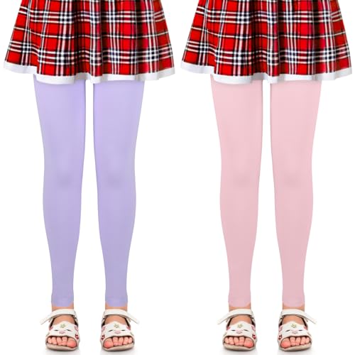 KOOOGEAR 2er Pack Lange Leggings Mädchen Lange High Waist Leggins Kinder Sportleggins Weich Elastisch Basic Sporthose Fitness Hose für Tanz Yoga Alltag für Kinder ﻿ von KOOOGEAR