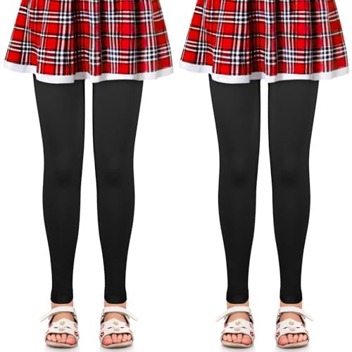 KOOOGEAR 2er Pack Lange Leggings Mädchen Lange High Waist Leggins Kinder Sportleggins Weich Elastisch Basic Sporthose Fitness Hose für Tanz Yoga Alltag für Kinder ﻿ von KOOOGEAR
