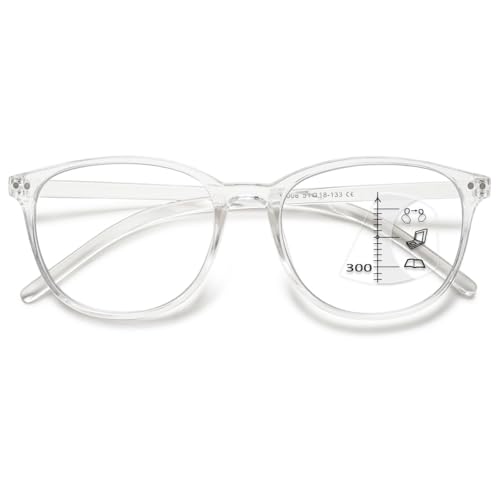 KOOSUFA Gleitsichtbrille Progressive Multifokus Lesebrille Damen Herren Anti-Blaulicht Multifokale Brille Retro Arbeitsplatzbrille Gleitsicht Lesehilfe Durchsichtig, 1.0 von KOOSUFA