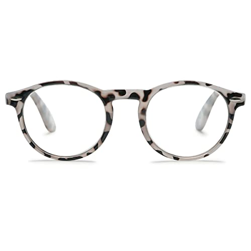 KOOSUFA Lesebrille Herren Damen Retro Runde Nerdbrille Lesehilfen Sehhilfe Federscharniere Vollrandbrille Anti Müdigkeit Brille mit Stärke 1.0 1.5 2.0 2.5 3.0 3.5 4.0 (Graue Hawksbill, 1.0) von KOOSUFA