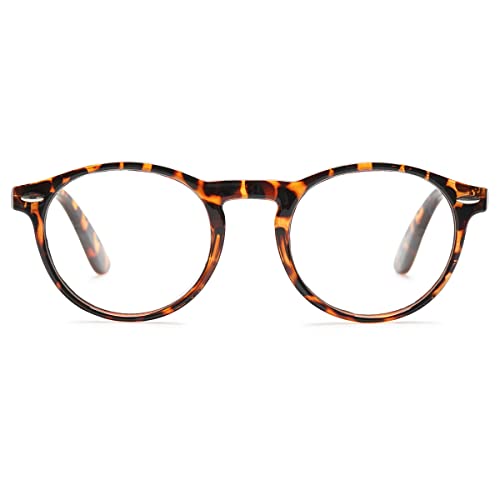 KOOSUFA Lesebrille Herren Damen Retro Runde Nerdbrille Lesehilfen Sehhilfe Federscharniere Vollrandbrille Anti Müdigkeit Brille mit Stärke 1.0 1.5 2.0 2.5 3.0 3.5 4.0 (Leopard, 1.0) von KOOSUFA