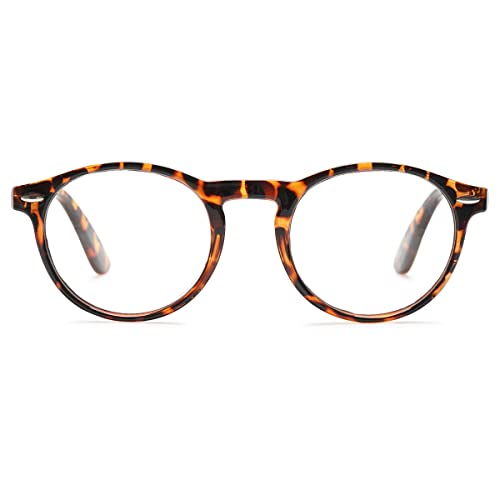 KOOSUFA Lesebrille Herren Damen Retro Runde Nerdbrille Lesehilfen Sehhilfe Federscharniere Vollrandbrille Anti Müdigkeit Brille mit Stärke 1.0 1.5 2.0 2.5 3.0 3.5 4.0 (Leopard, 1.5) von KOOSUFA
