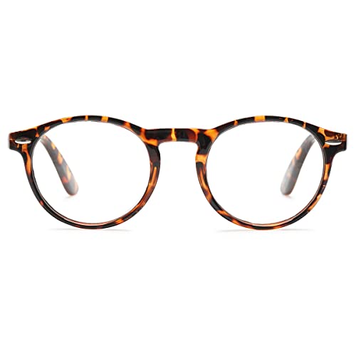 KOOSUFA Lesebrille Herren Damen Retro Runde Nerdbrille Lesehilfen Sehhilfe Federscharniere Vollrandbrille Anti Müdigkeit Brille mit Stärke 1.0 1.5 2.0 2.5 3.0 3.5 4.0 (Leopard, 3.0) von KOOSUFA
