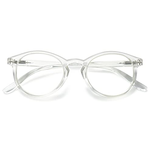 KOOSUFA Mode Anti Blaulicht Lesebrille Federscharnier Damen Herren Runde Lesehilfen Sehhilfe Anti Müdigkeit Brille 1.0 1.25 1.5 1.75 2.0 2.25 2.5 2.75 3.0 3.5 4.0 (1x Durchsichtig, 1.0) von KOOSUFA