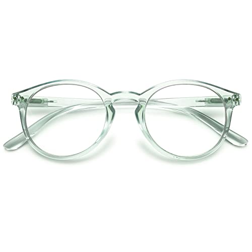 KOOSUFA Mode Anti Blaulicht Lesebrille Federscharnier Damen Herren Runde Lesehilfen Sehhilfe Anti Müdigkeit Brille 1.0 1.25 1.5 1.75 2.0 2.25 2.5 2.75 3.0 3.5 4.0 (1x Durchsichtig Blau, 1.0) von KOOSUFA