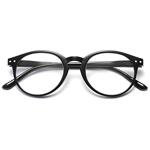 KOOSUFA Mode Anti Blaulicht Lesebrille Federscharnier Damen Herren Runde Lesehilfen Sehhilfe Anti Müdigkeit Brille 1.0 1.25 1.5 1.75 2.0 2.25 2.5 2.75 3.0 3.5 4.0 (1x Helles Schwarz, 1.75) von KOOSUFA