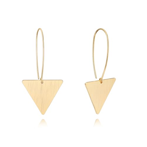 KOOUNUATA Boho Triangel Hängende Tropf Ohrringe Lange Geometrische Flache Bürsten Hängende Ohrringe 18K Gold Statement Schmuck Geschenke für Frauen von KOOUNUATA