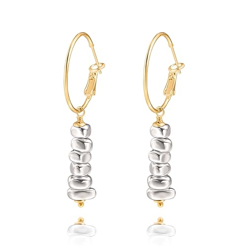 KOOUNUATA Gold Huggie Hoop Drop Dangle Ohrringe Hämatit Perlen Platin Hängende Ohrringe Handgefertigter Schmuck für Frauen von KOOUNUATA