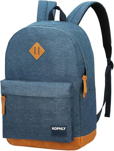 KOPHLY Großer Handgepäck Reise Laptop Rucksack für Damen und Herren, Schulrucksack, Klassischer Rucksack für Uni, Arbeit, Reiserucksäcke(Blau, 18 inches) von KOPHLY
