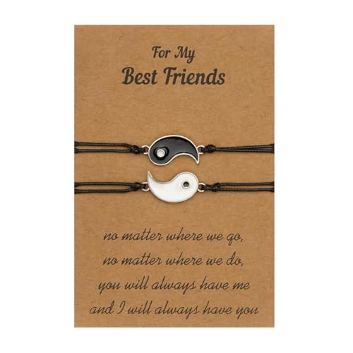 KOQAIIZ 2 Passende Armbänder,Ying Yang Geflochtene Armbänder,Beste Freundin Armbänder Valentinstag Verstellbare Partnerarmbänder,für Damen Herren Paare Beste Freunde Mutter Tochter von KOQAIIZ