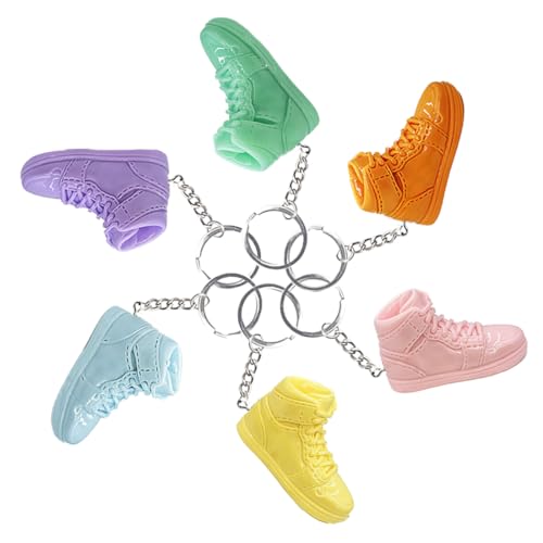 KOQAIIZ 6 Stk Schlüsselanhänger Basketball, Basketball Schuh Schlüsselanhänger, Sneaker Schlüsselanhänger Sport Geschenk Basketball Keychain Mini Schuh von KOQAIIZ