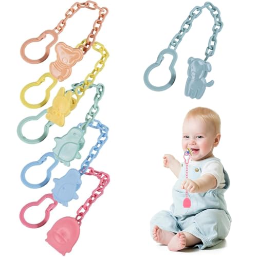 KOQAIIZ 6PC Spielzeug Befestigung Kinderwagen- Silikone Schnullkette Sicherheitsgurte, Baby Spielzeug Schnullerkette Silikon Cup Catcher, für Kinderwagen Hochstuhl Autositz Trinkbecher von KOQAIIZ