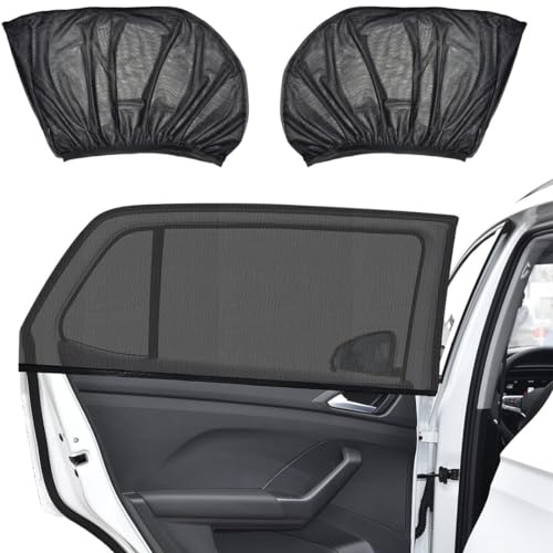 KOQAIIZ Auto Sonnenschutz Baby, Universal Sonnenschutz Auto Dehnbar, Auto Baby mit UV Schutz Autofenster Sonnenschutz Kinder, Heckscheibenabdeckung Seitefenster Netz,Mückenschutz（2 Stück) von KOQAIIZ