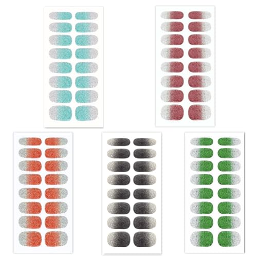 KOQAIIZ Nagelfolie, 5 Blatt 16 Stk Nagelfolien Selbstklebend Glitzer Nagel Sticker, Nagelsticker Nagelkunst Sticker, für Weihnachten Damen Mädchen Nagelkunst Maniküre Nageldesign von KOQAIIZ