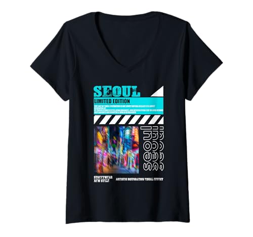 Damen Verzerrung visueller Effekt in koreanischer Seoul Streetwear T-Shirt mit V-Ausschnitt Damen Verzerrung visueller Effekt in koreanischer Seoul Streetwear T-Shirt mit V-Ausschnitt von KOREAN Cyberpunk SEOUL Streetwear KPOP Aesthetic