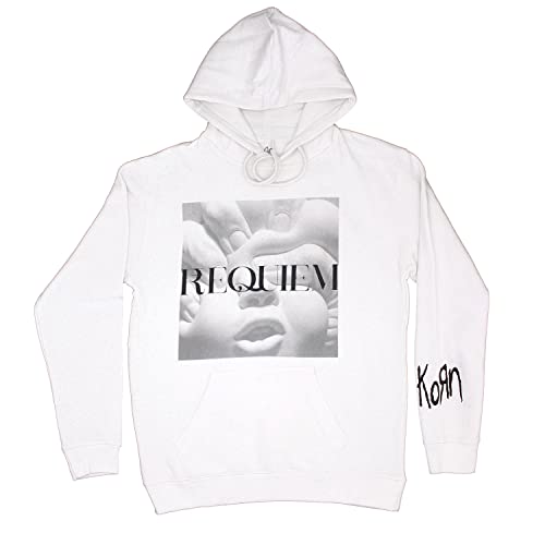 KORN Kapuzenpullover Requiem Band Logo Nue offiziell Herren Weiß Pullover M von KORN