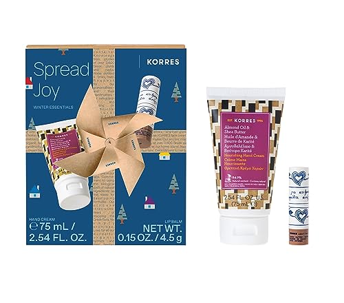 KORRES Hand- & Lippenpflege Geschenkset für Damen & Herren - intensive Pflege mit Mandelöl & Shea Butter für trockene Lippen & Hände: Handcreme 75ml +Cocoa Butter Lipbalm 4,5g von KORRES
