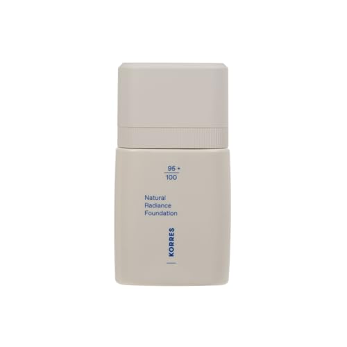 KORRES Natural Radiance Foundation Light 01, mittlere Deckkraft, bringt das natürliche Strahlen der Haut zum Vorschein, leicht cremige Textur, mit Pfingstrosen-Blütenextrakt, vegan, 30 ml von KORRES