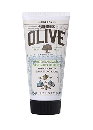 KORRES Olive Sea Salt Handcreme, mit pflegendem Olivenöl, zarter Meersalz-Duft, feuchtigkeitsspendend & nicht fettend, vegan, 75 ml von KORRES