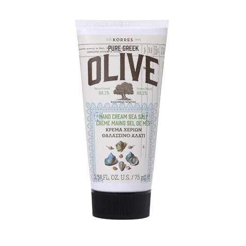 KORRES Olive Sea Salt Handcreme, mit pflegendem Olivenöl, zarter Meersalz-Duft, feuchtigkeitsspendend & nicht fettend, vegan, 75 ml von KORRES