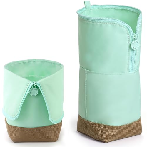 KORSEEN Faltbar Stehend Federmäppen, Mäppchen Große Kapazität, Grün Pencil Pouch Organizer Tasche Schule Büro Äesthetic Supplies für Mädchen Jungen Erwachsene Männer und Frauen 2-in-1 Standmäppchen von KORSEEN