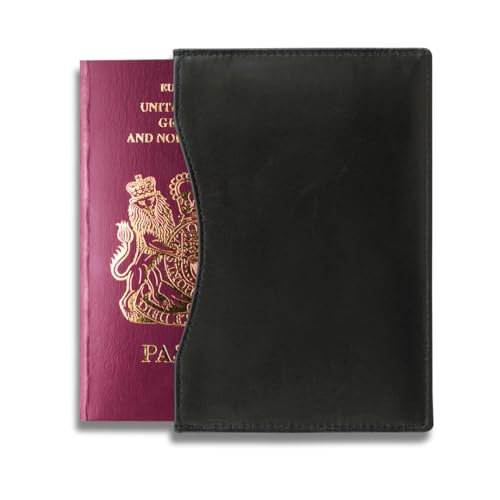 KORUMA Slim Leder Reisepass Halter Etui - Reisepassfach für Männer und Frauen RFID Signal Blocker Passabdeckung - TÜV geprüft und Zertifiziert (KUK-26NBL) von KORUMA