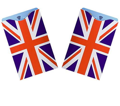 RFID-blockierende Kreditkartenhülle – geprüfter RFID-Schutz – passend für normale Geldbörsen oder Geldbörsen. Koruma, 2 x vertikale Union Jack, Card Size, Minimalistisch von KORUMA