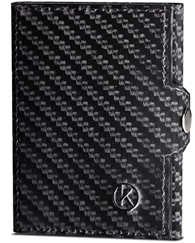 KORUTA® Slim Wallet mit XL Münzfach & RFID Schutz - Kartenetui - Mini Geldbörse für Herren & Damen - Kreditkartenetui Geldbeutel klein Portmonee Portemonnaie (Carbon) von KORUTA