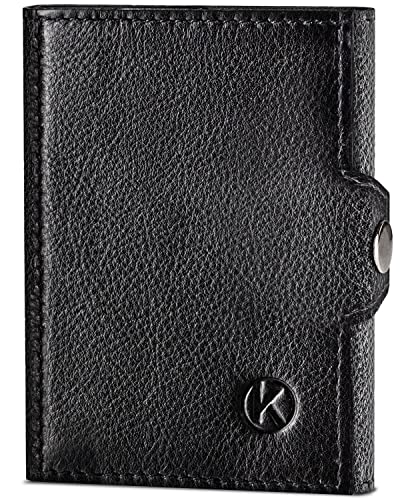 KORUTA® Slim Wallet mit Münzfach & RFID Schutz - Kartenetui - Mini Geldbörse für Herren & Damen - Kreditkartenetui Geldbeutel klein Portmonee Portemonnaie (Schwarz) von KORUTA