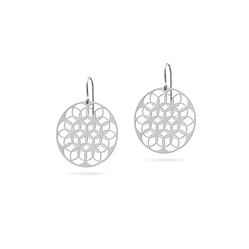 Florale Ohrringe Silber | Runde Blume Des Lebens Edelstahl Schmuck Blumen Flower Of Life Earrings Silver Florale Ohrringe Silber | Runde Blume Des Lebens Edelstahl Schmuck Blumen Flower Of Life Earrings Silver von KOSAE