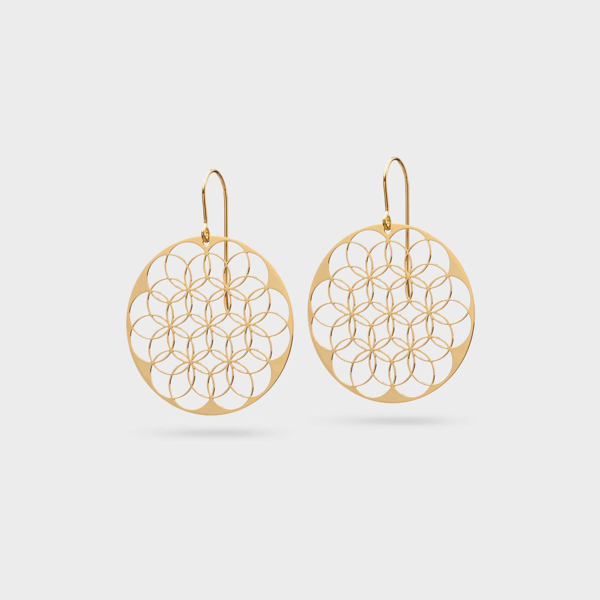 Runde Ohrringe | Goldene Blume Des Lebens Wasserfester Schmuck Geschenkidee Runde Ohrringe | Goldene Blume Des Lebens Wasserfester Schmuck Geschenkidee von KOSAE
