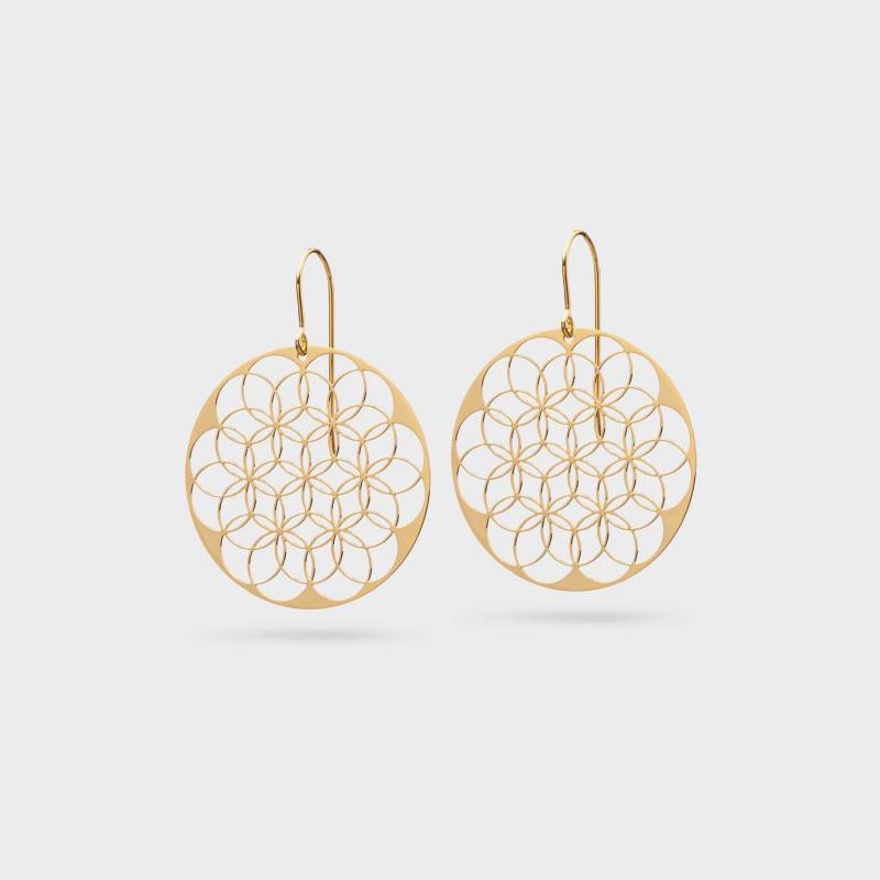 Runde Ohrringe | Goldene Blume Des Lebens Wasserfester Schmuck Geschenkidee Runde Ohrringe | Goldene Blume Des Lebens Wasserfester Schmuck Geschenkidee von KOSAE