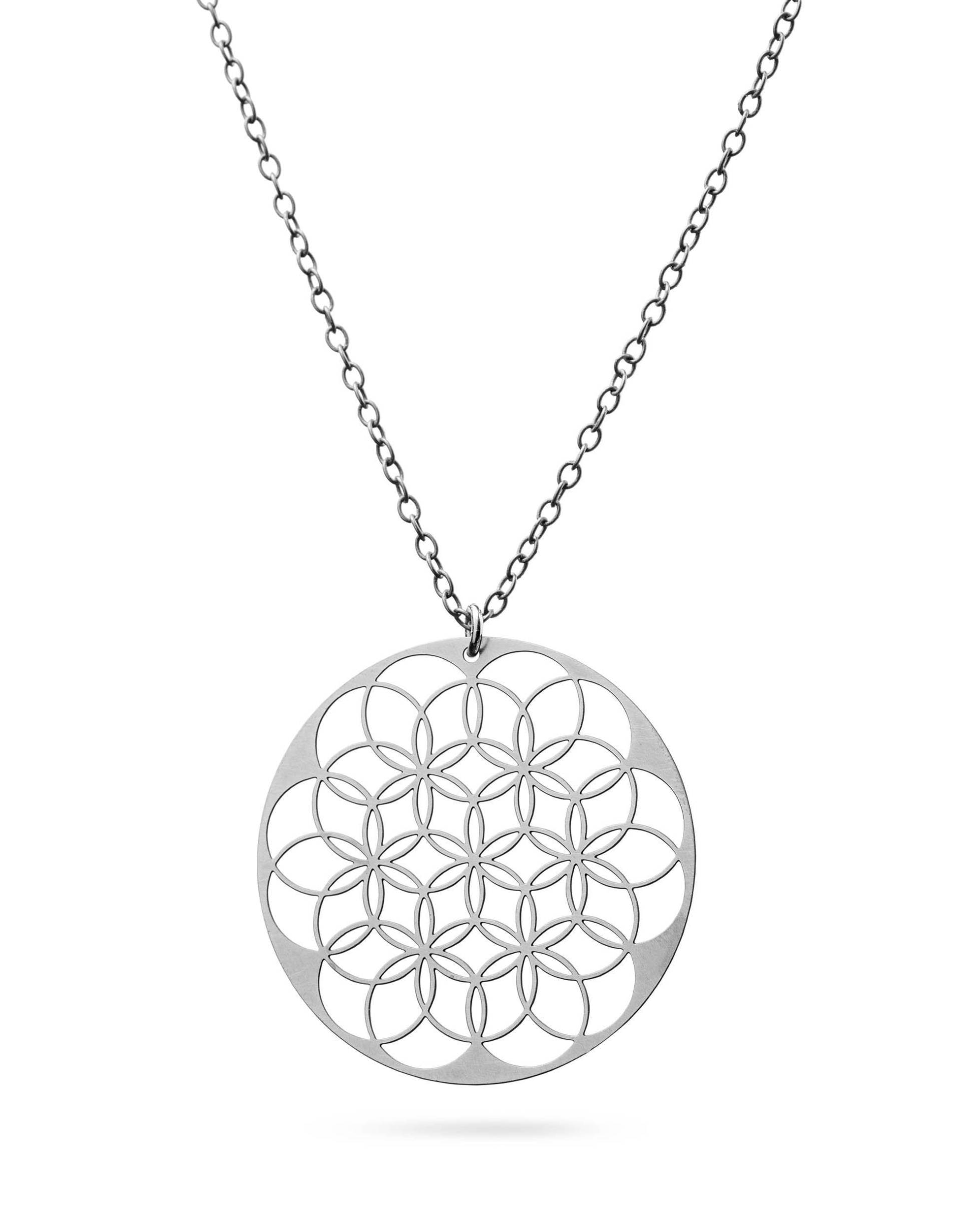 Silberne Kette Floral | Runde Blume Des Lebens Edelstahl Boho Schmuck Spiritueller Silberne Kette Floral | Runde Blume Des Lebens Edelstahl Boho Schmuck Spiritueller von KOSAE