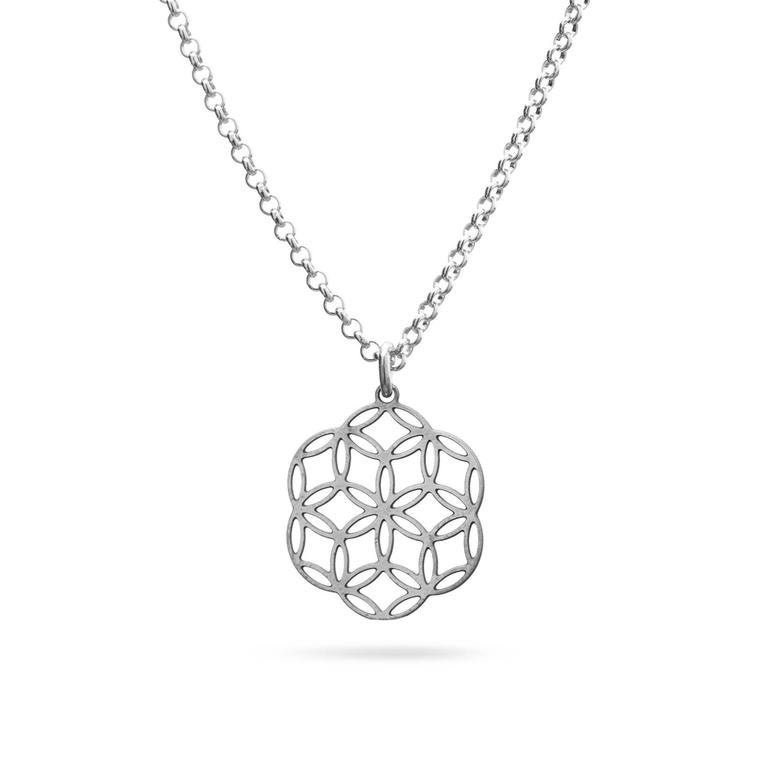 Zarte Blumen Kette | Blume Des Lebens Silberne Edelstahl Schmuck Spiritueller Geschenk Freundin Lebensblume Zarte Blumen Kette | Blume Des Lebens Silberne Edelstahl Schmuck Spiritueller Geschenk Freundin Lebensblume von KOSAE