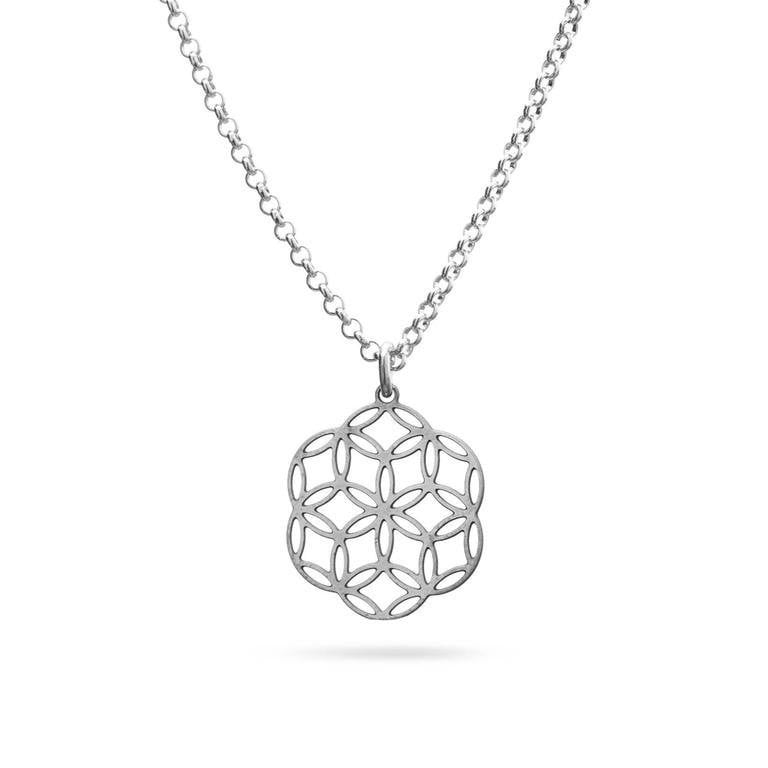 Zarte Blumen Kette | Blume Des Lebens Silberne Edelstahl Schmuck Spiritueller Geschenk Freundin Lebensblume Zarte Blumen Kette | Blume Des Lebens Silberne Edelstahl Schmuck Spiritueller Geschenk Freundin Lebensblume von KOSAE
