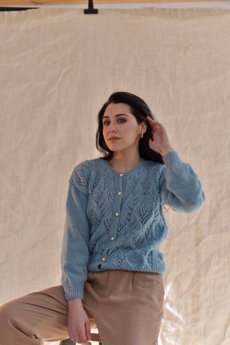 Alpaka Frau Strickjacke. Und Merinowolle Braut Pullover. Jacke von KOSAKNITWEAR