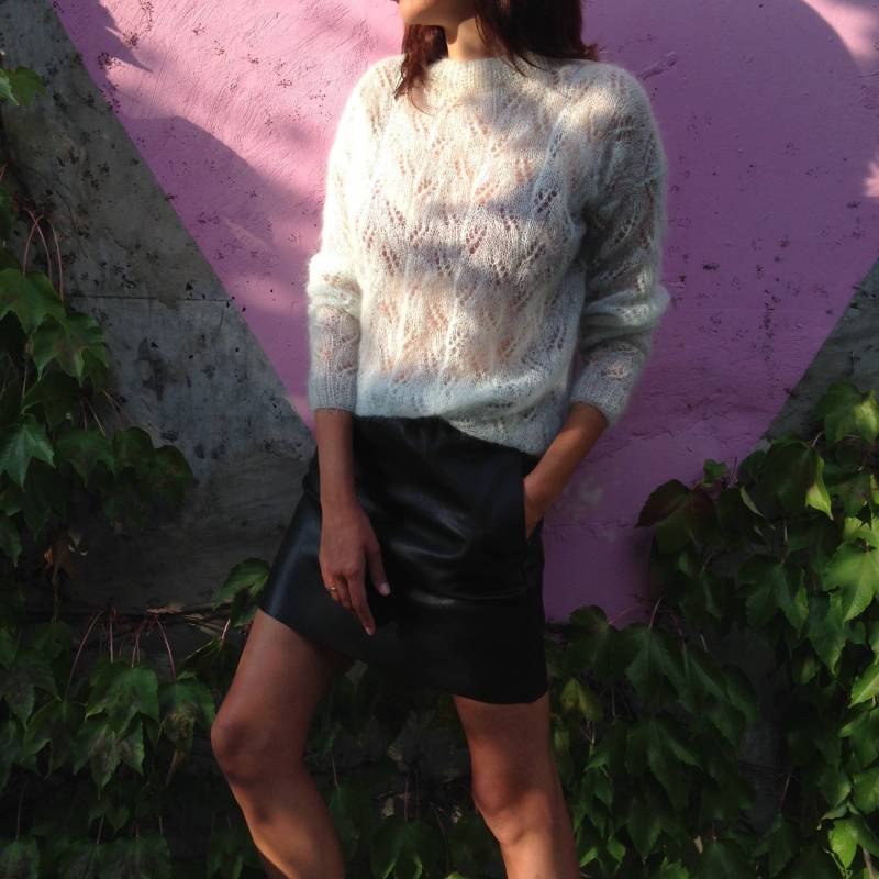 Mohair Frauen Pullover. Pullover Aus Seidenmohair. Handgestrickter Mit Zopfmuster. Braut Oversize in Übergröße von KOSAKNITWEAR