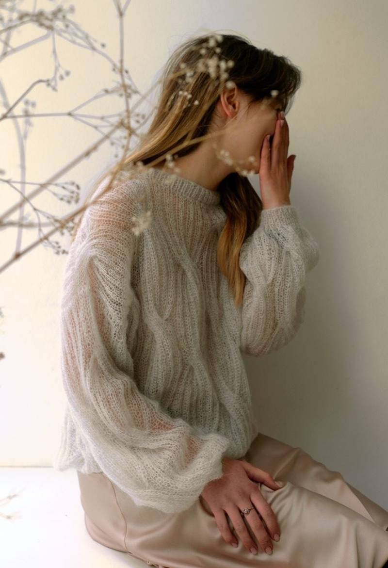 Mohair Pullover Frauen. Damenpullover Aus Grau. Pullover. Handgestrickter Oversize Damen von KOSAKNITWEAR
