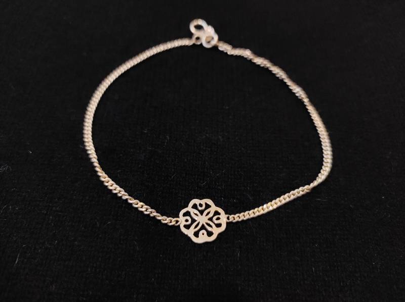 Silberfußkettchen „Klee" 999 Feinsilber Silber Anklet Fußkettchen 4-Leaf Clover von KOSELI2020