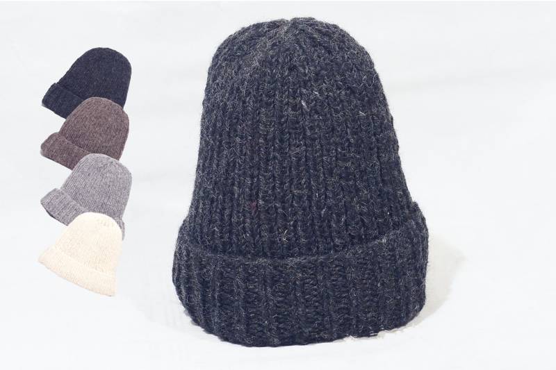 Wintermütze Handgestrickt Wollmütze Strickmütze Aus Wolle Fleece-Gefüttert Strickbeanie Weiß Grau Braun Anthrazit - Hergestellt in Nepal von KOSELI2020