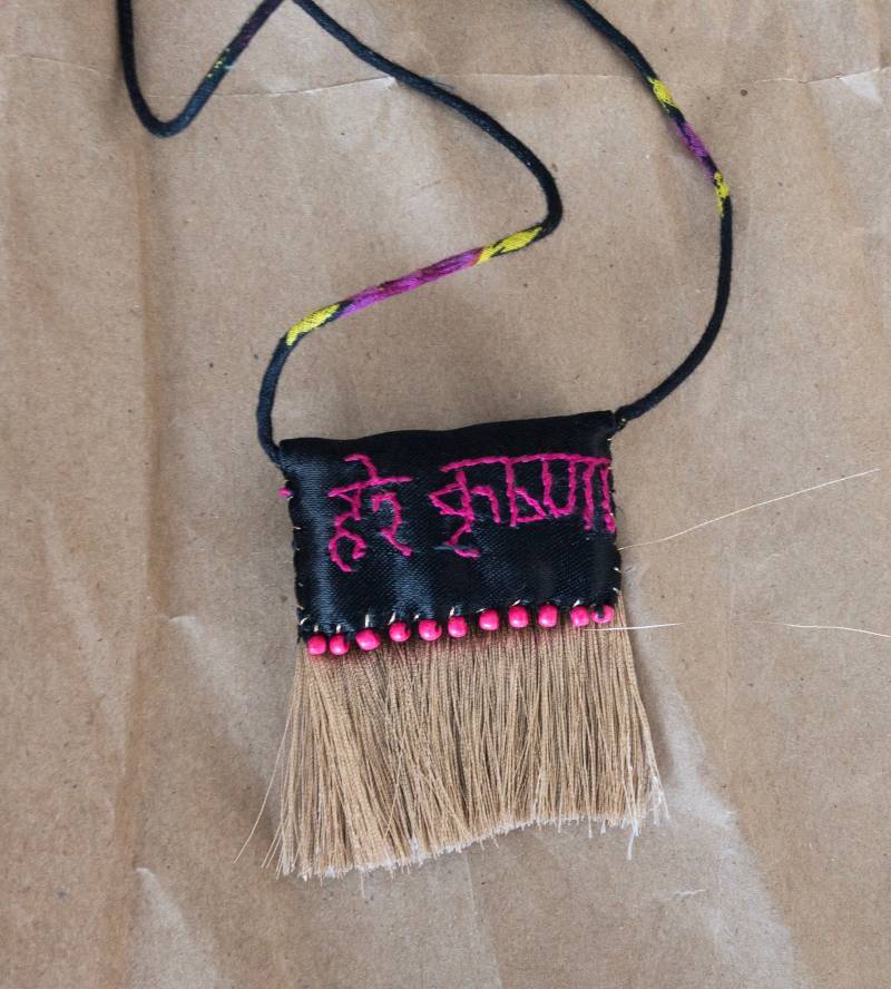 Hare Krishna Mantra Halskette, Stoff Boho Japa Halskette von KOSHA6